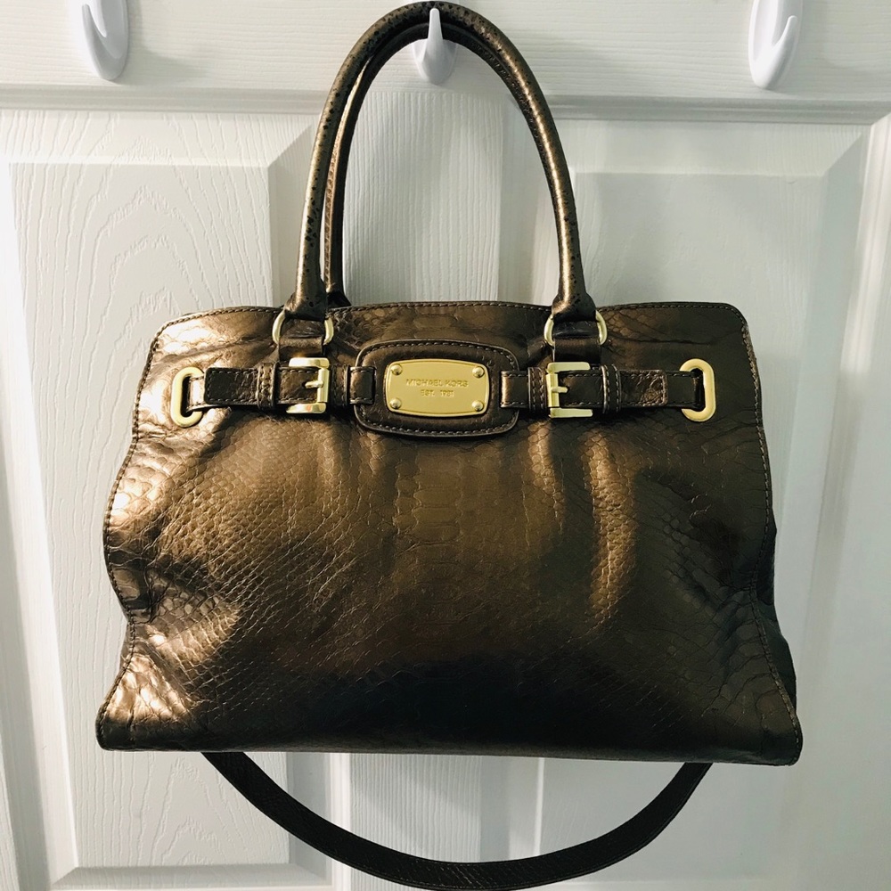 Michael Kors bronze satchel purse